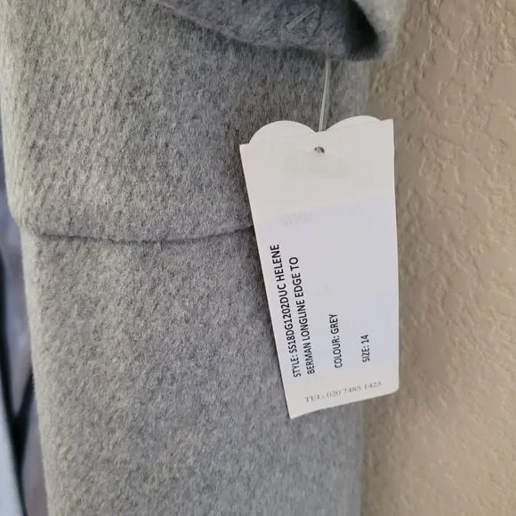 Helene Berman Womens Longline Over Coat Size 14 Gray Wool Blend Pockets Nwt - Picture 3 of 7